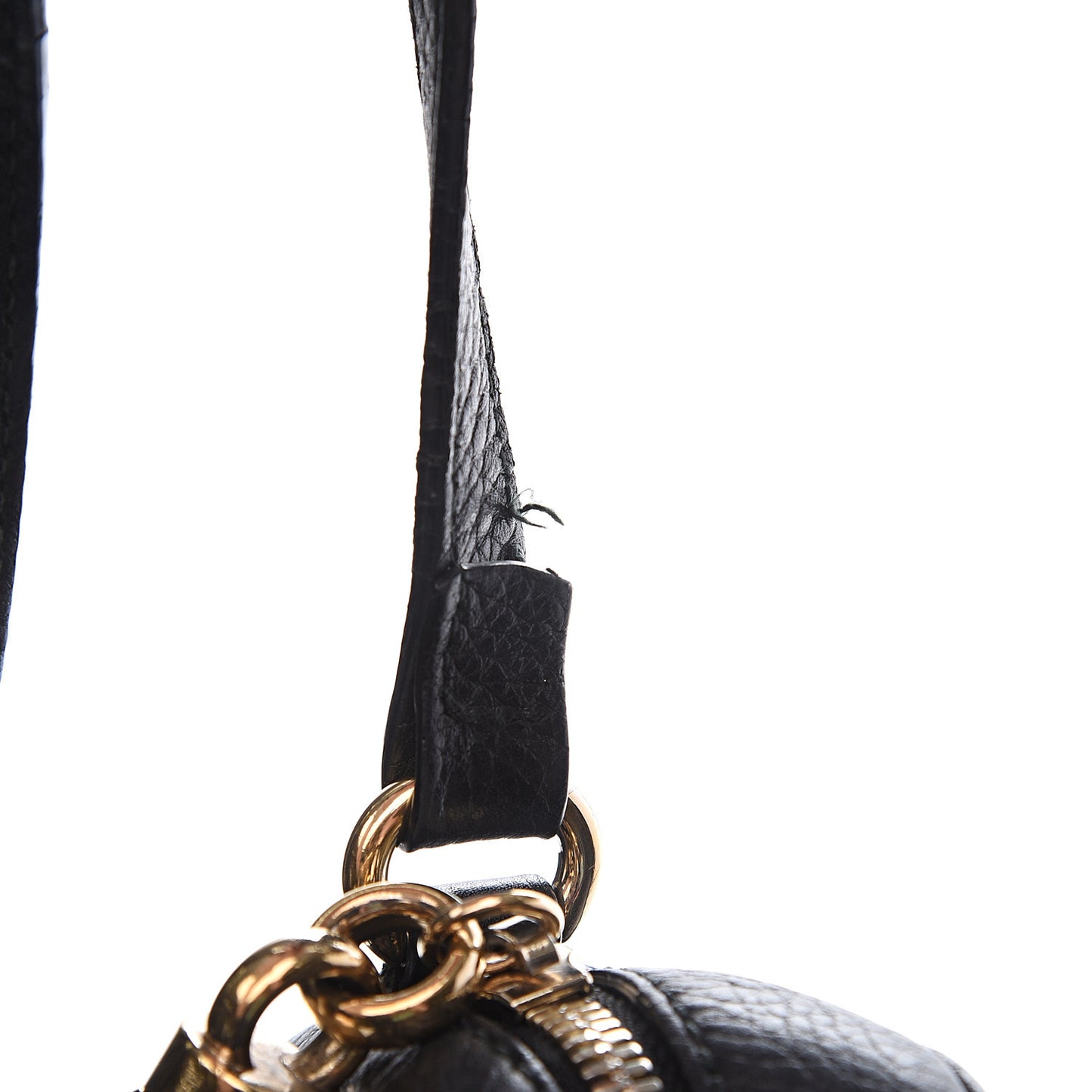 Pebbled Calfskin Small Soho Disco Bag Black