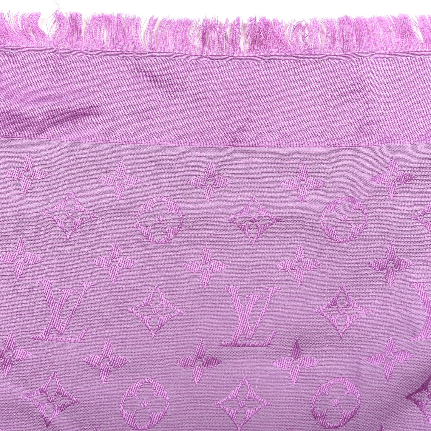 Silk Wool Monogram Denim Shawl Cyclamen Pink