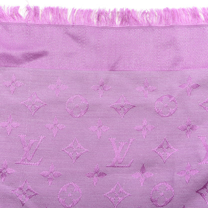 Louis Vuitton Silk Wool Monogram Denim Shawl Cyclamen Pink 5 of 5