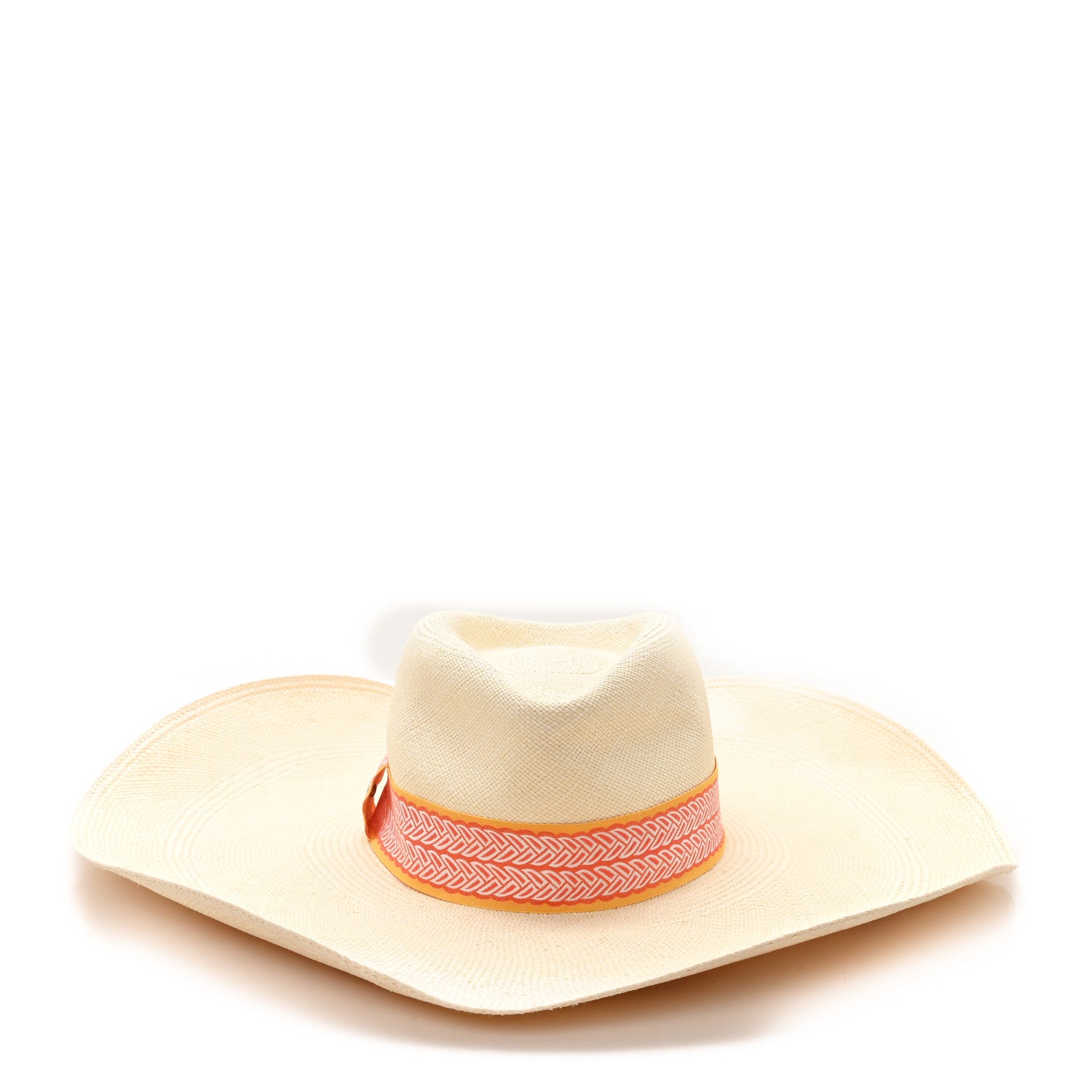 hermes ストローハット　57 Hermes Straw Arizona Panama Brisa Hat 57 Naturel Orange 1841975