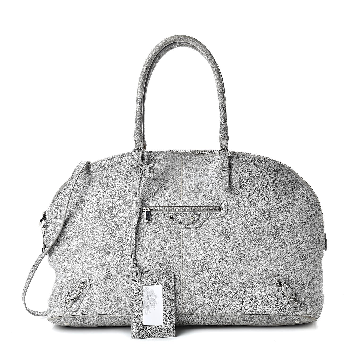 Balenciaga Agneau Classic Silver Hardware Papier Large Bowling Bag Grey 1 of 20