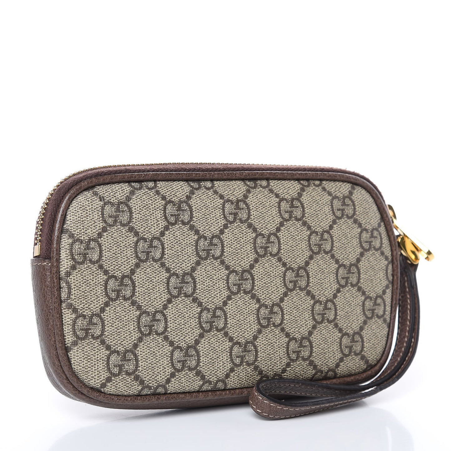 GG Supreme Monogram Ophidia Phone Case Wristlet Brown