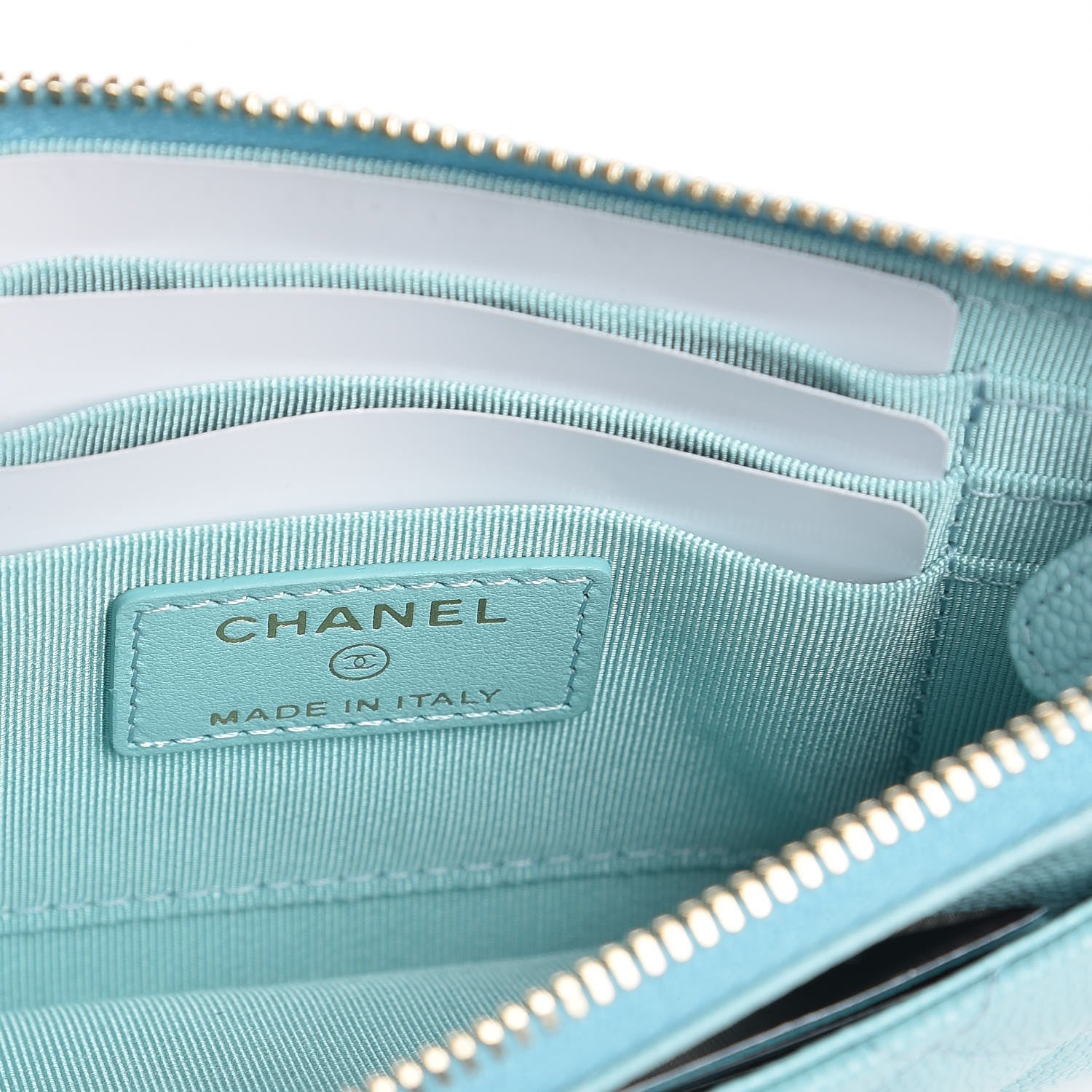 Chanel Caviar Quilted Classic Zip Pouch Light Blue 6 of 8