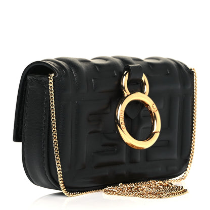 Fendi Nappa Matisse FF Embossed Nano Baguette Charm Black 3 of 10