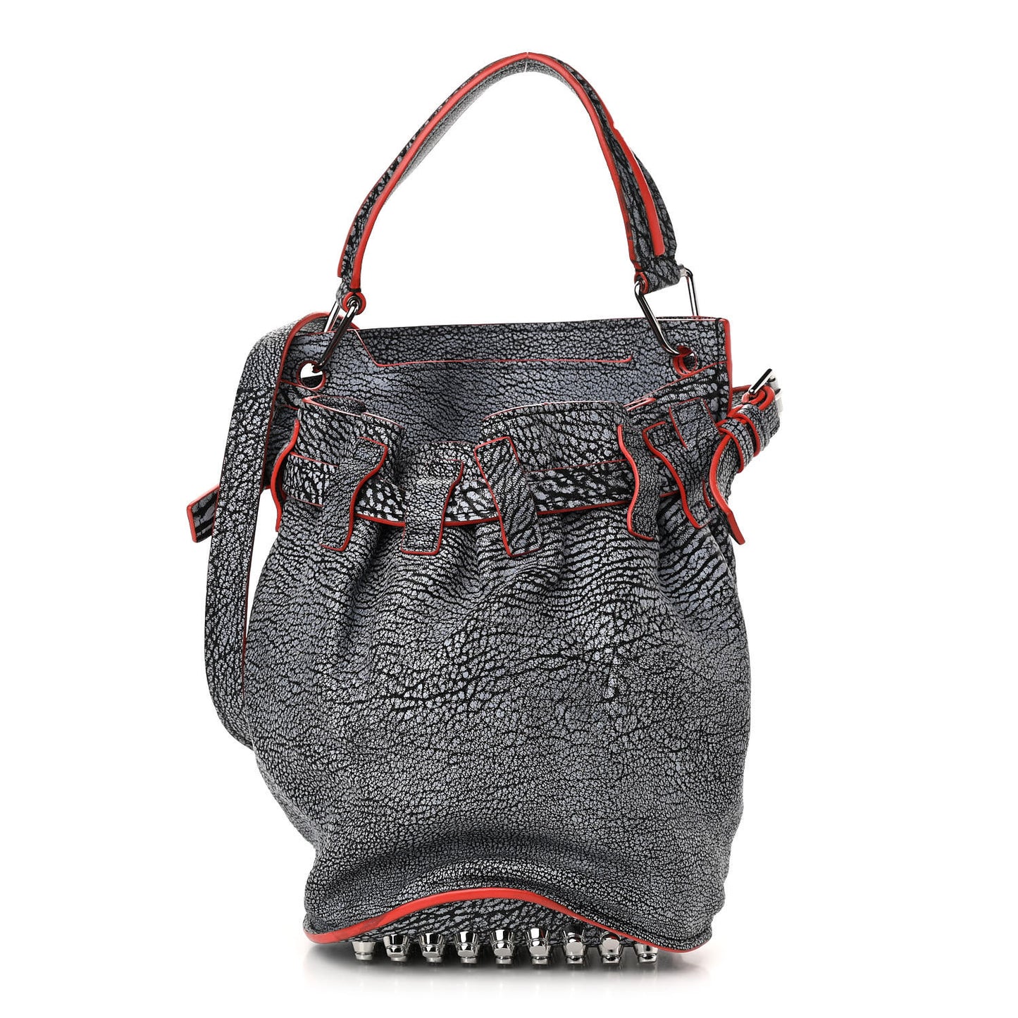 Pebbled Lambskin Bucket Bag Silver Hardware