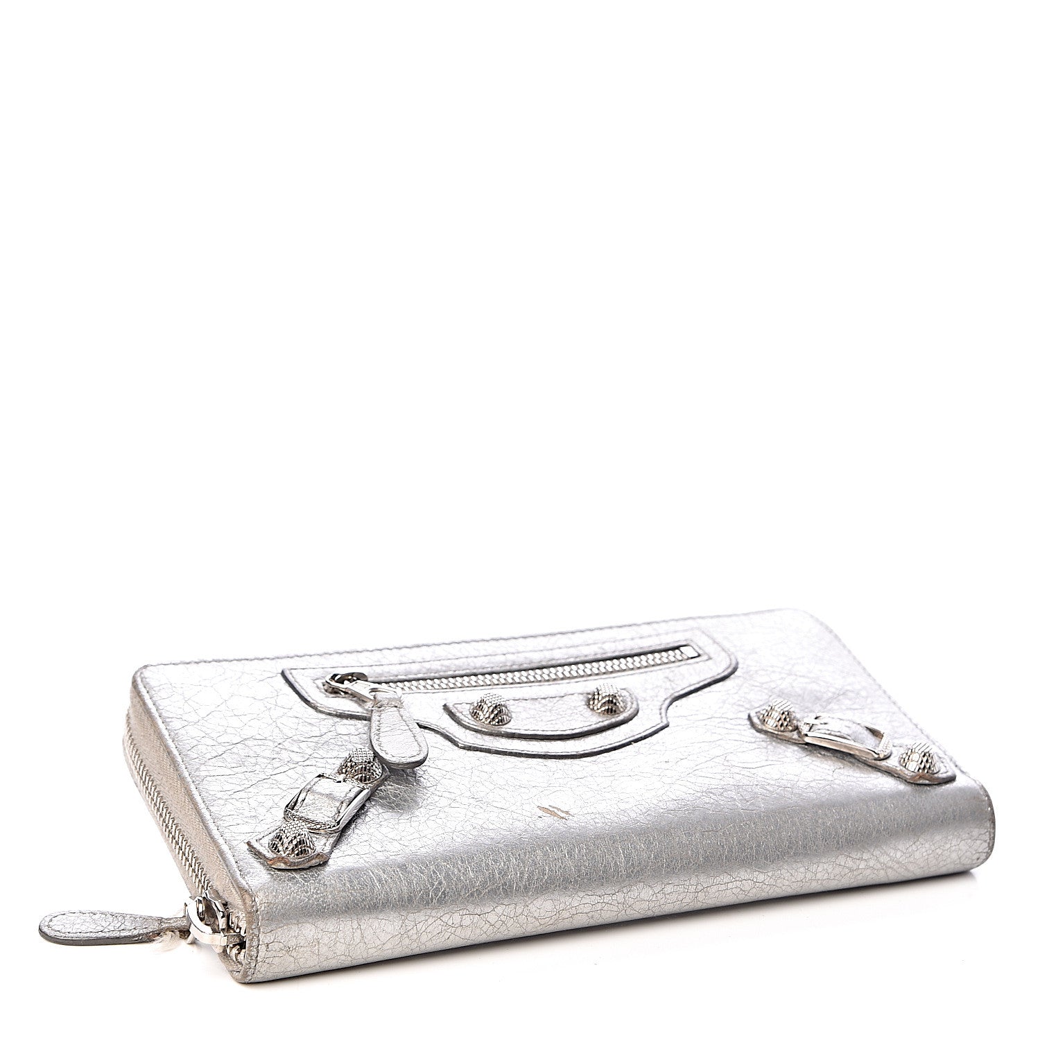 Balenciaga Agneau Giant 12 Silver Hardware Continental Zip Around Wallet Gris Aluminum 4 of 9