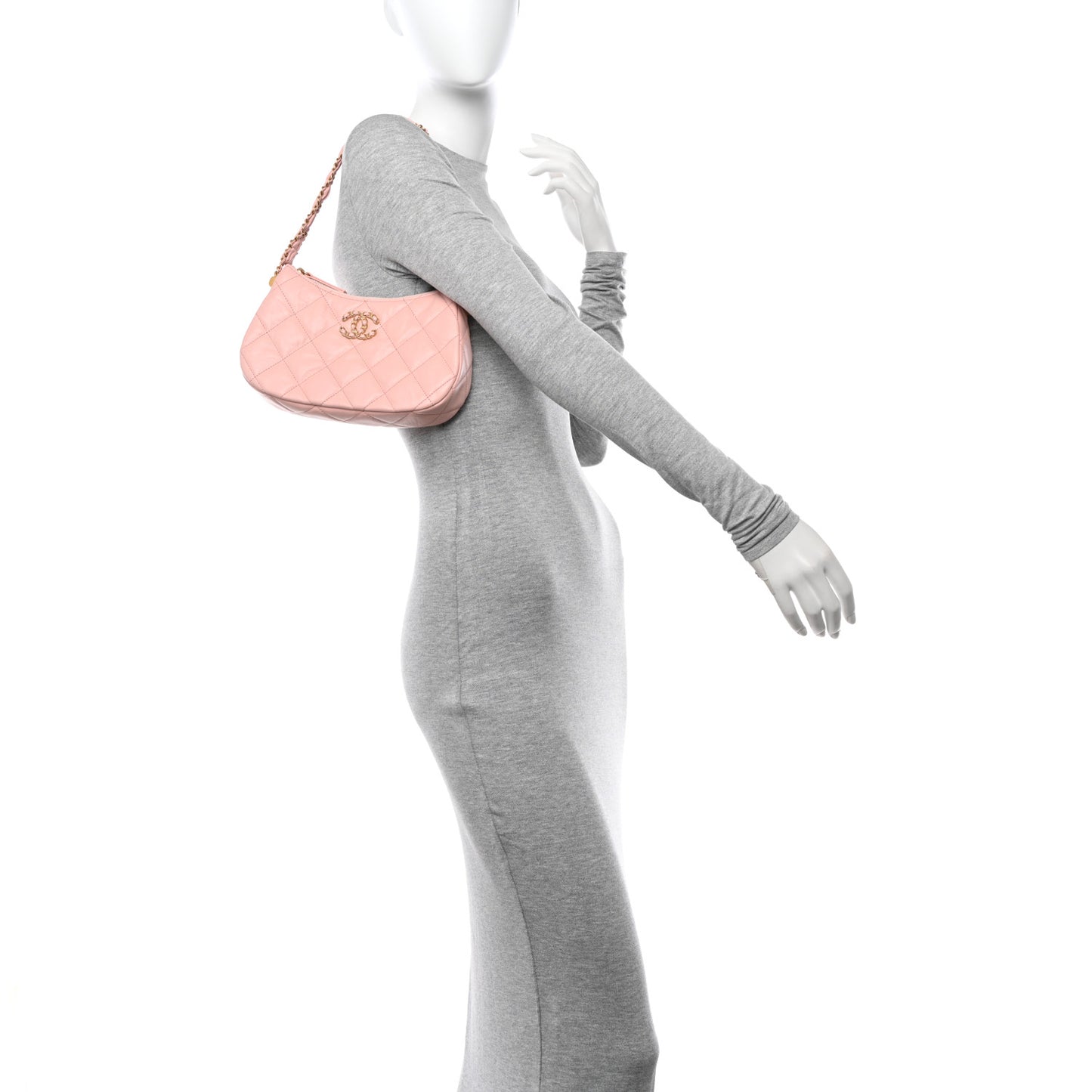 Aged Calfskin Quilted Chanel 19 Hobo Pink