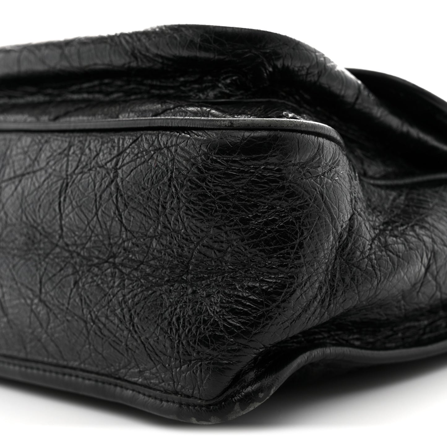 Crinkled Calfskin Matelasse Monogram Medium Niki Chain Satchel Black