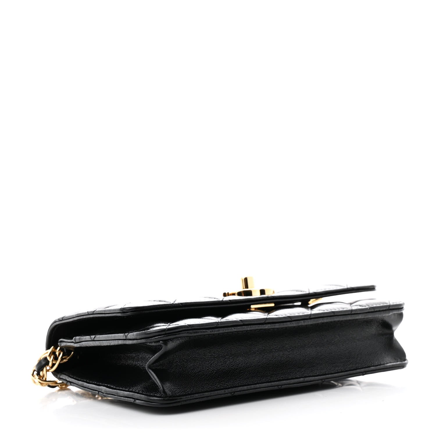 Chanel Shiny Lambskin Quilted Golden Links Wallet On Chain WOC Black 4 of 11