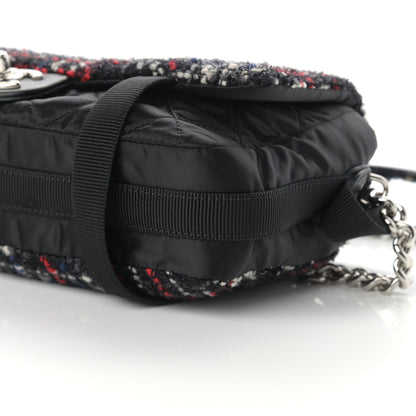 Chanel Tweed Nylon Quilted Small Astronaut Essentials Flap Black Red 10 of 10