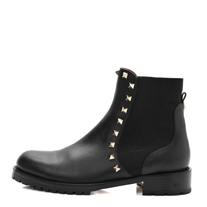 Valentino Garavani Calfskin Rockstud Beatle Chelsea 20mm Ankle Boots 38 Black 1 of 8