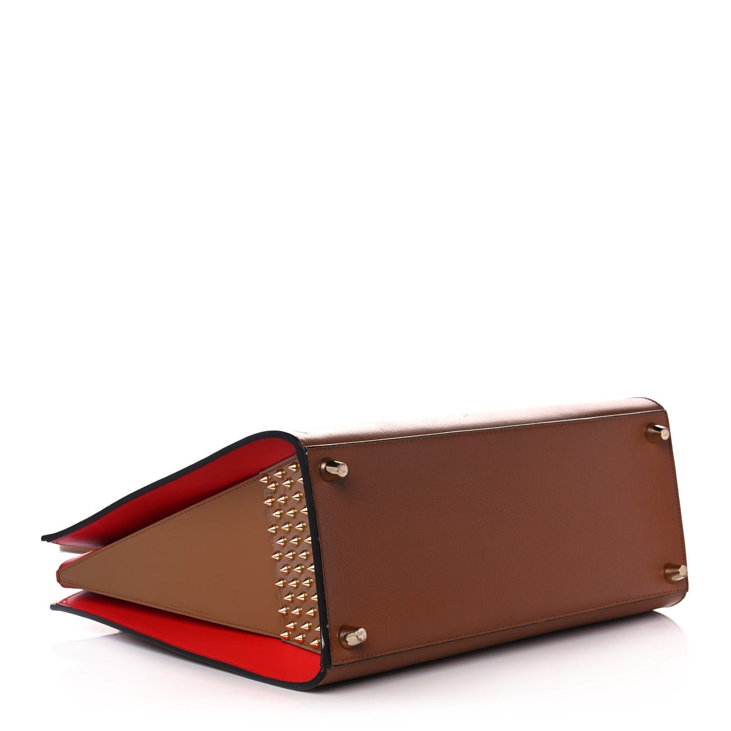Calfskin Patent Studded Large Paloma Brown