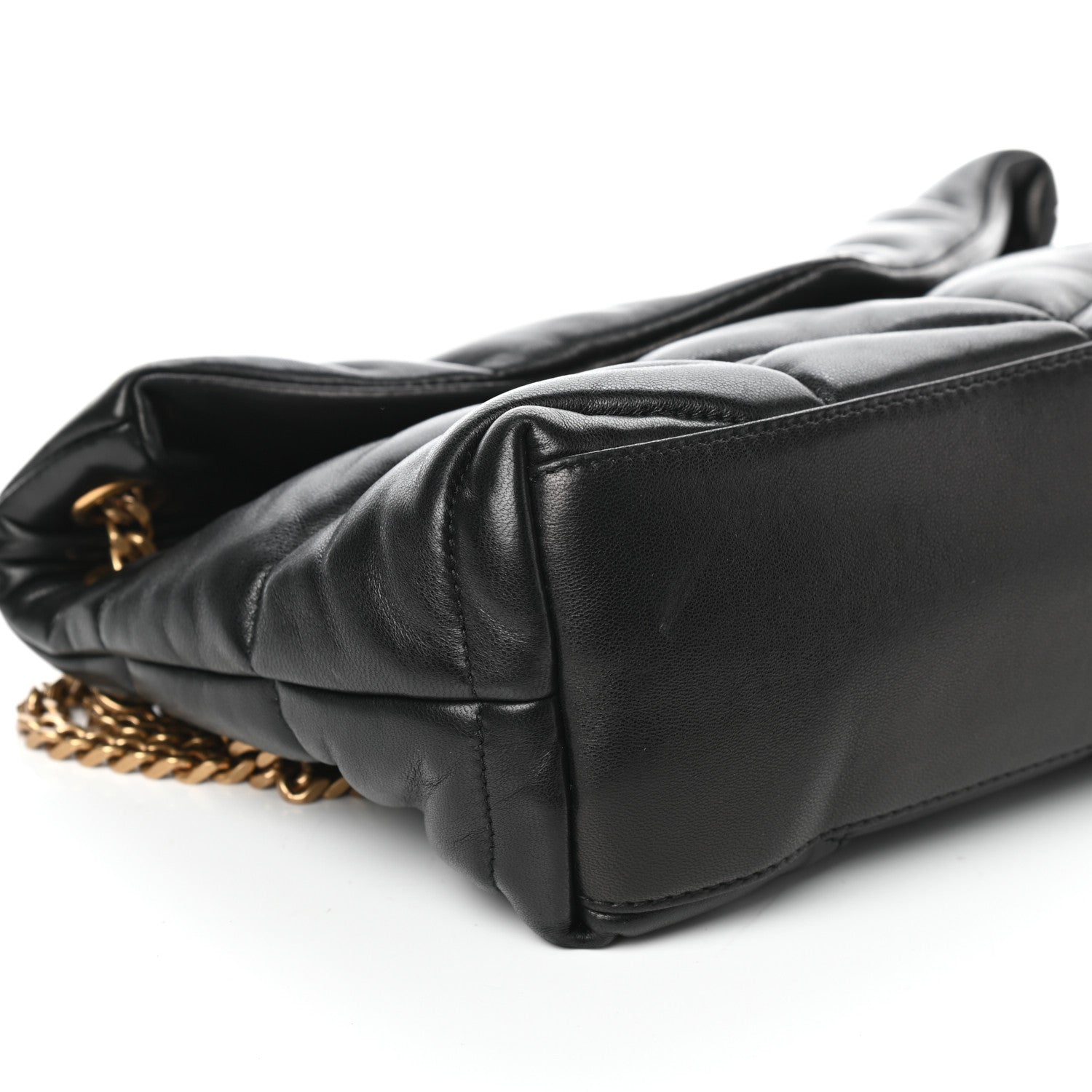 Saint Laurent Lambskin Quilted Small Loulou Puffer Monogram Chain Satchel Black 8 of 9