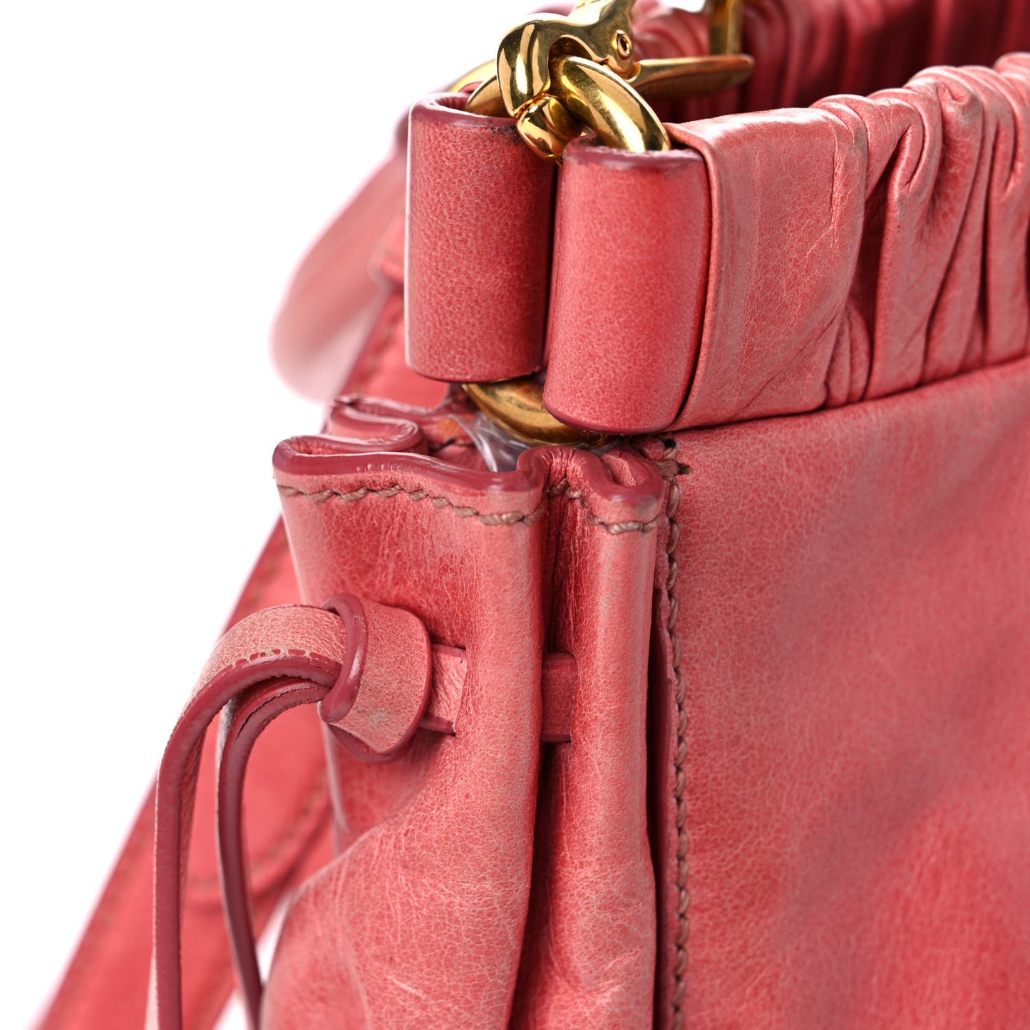 Vitello Lux Gathered Tote Rosa