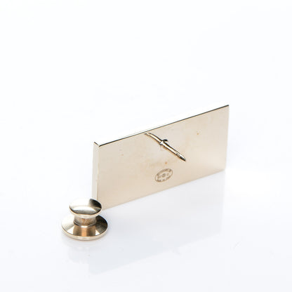 Chanel Metal Resin Pearl Coco License Plate Brooch Black Gold 3 of 4