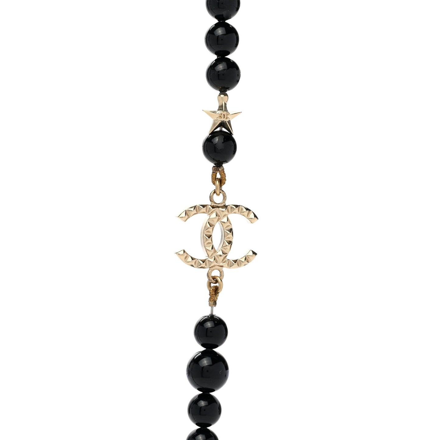 Beaded CC Star Necklace Black