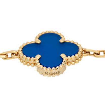 Van Cleef & Arpels 18K Yellow Gold Blue Agate 5 Motifs Vintage Alhambra Bracelet 3 of 5