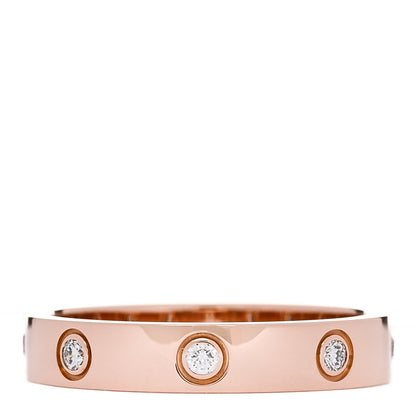 Cartier 18K Pink Gold 8 Diamond 4mm LOVE Wedding Band Ring 56 7.5 3 of 4