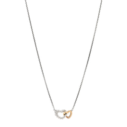 David Yurman Sterling Silver 18K Yellow Gold Belmont Heart Pendant Necklace 1 of 5