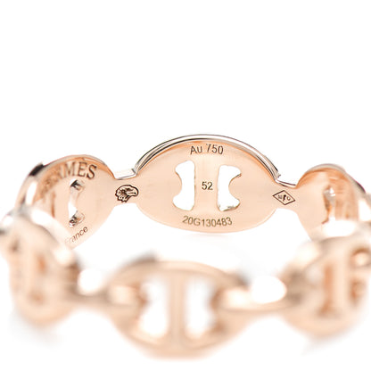 Hermes 18K Rose Gold PM Chaine D'Ancre Enchainee Ring 52 6 4 of 5