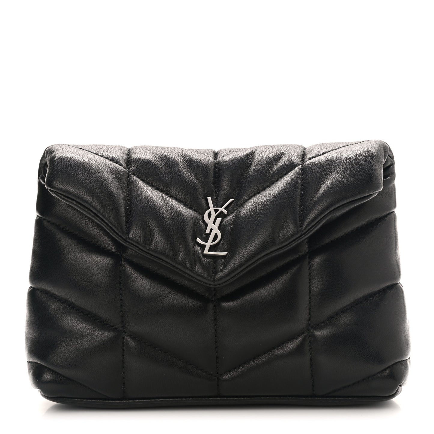 Lambskin Monogram Loulou Puffer Pouch Clutch Black