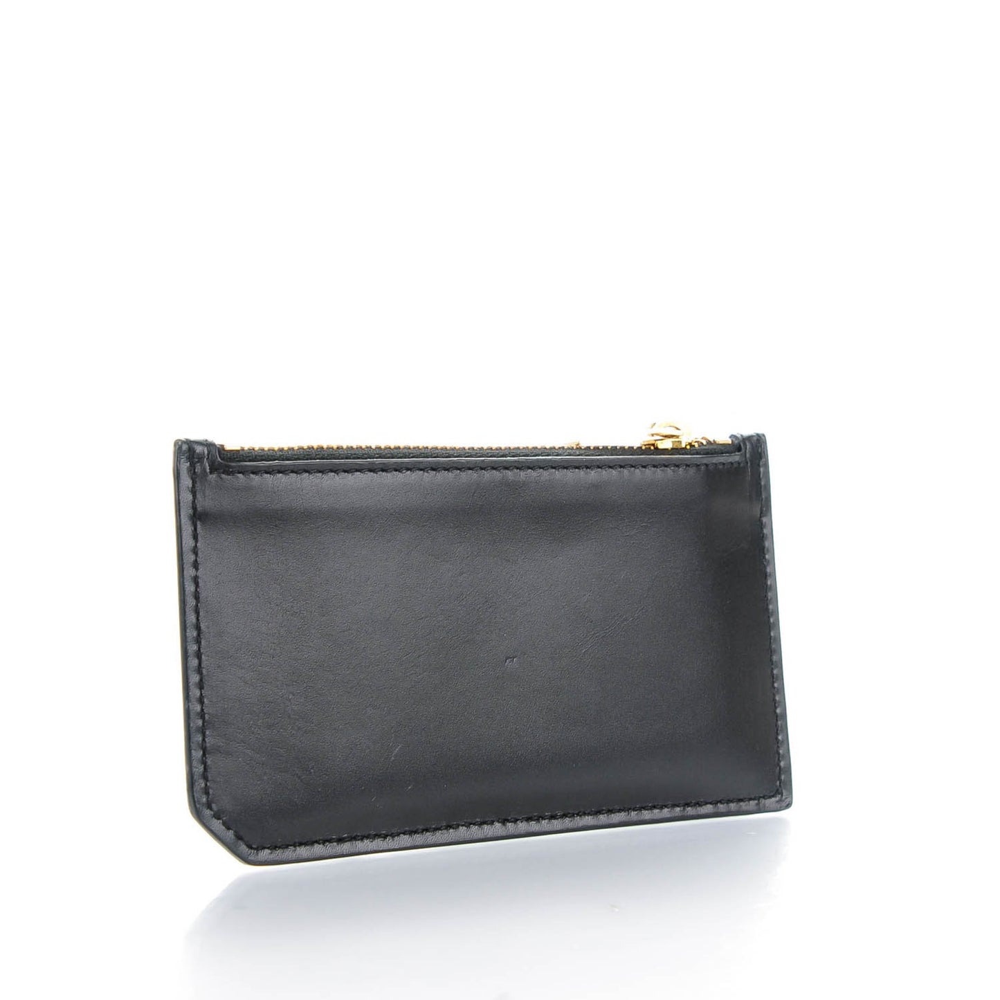 Calfskin 5 Fragments Zip Pouch Card Holder Black