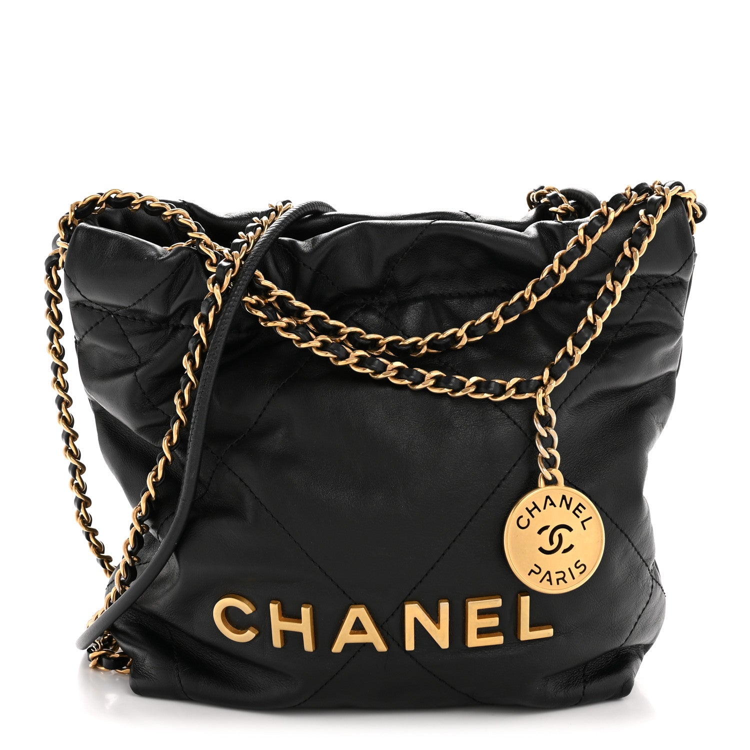 Chanel Shiny Calfskin Quilted Mini Chanel 22 Black 1833063