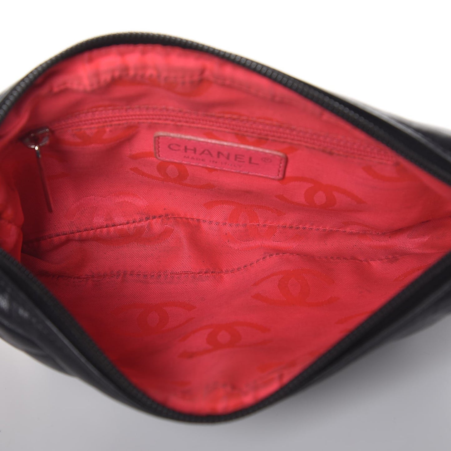 Calfskin Quilted Cambon Pochette Black White