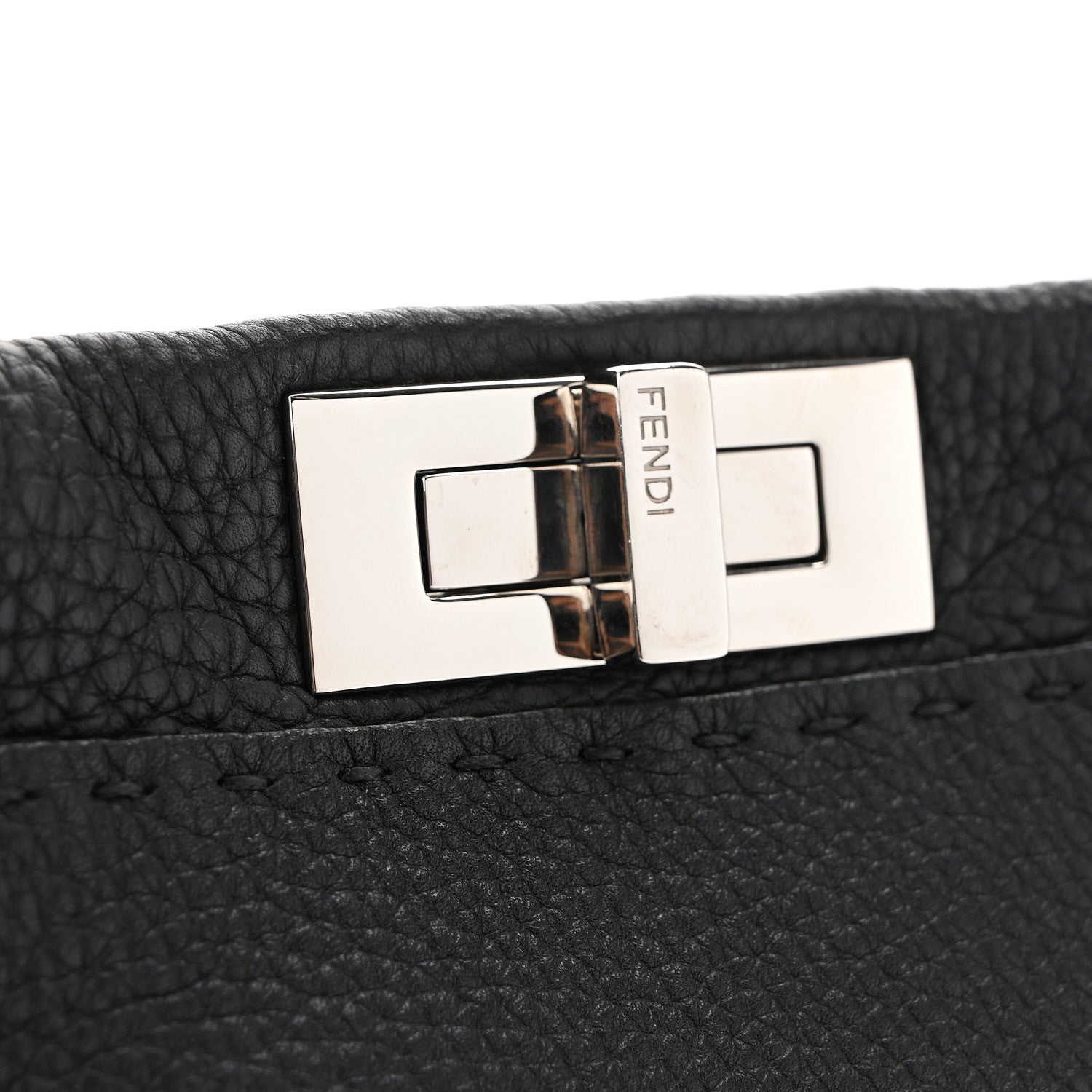 Fendi Cuoio Romano Selleria Bi-Color Large Peekaboo Iconic Satchel Black Mou 10 of 12