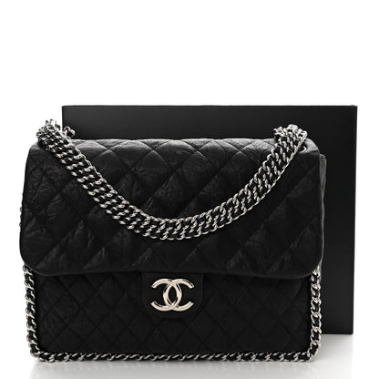 Chanel Washed Lambskin Quilted Maxi Chain Around Flap Black 11 of 11