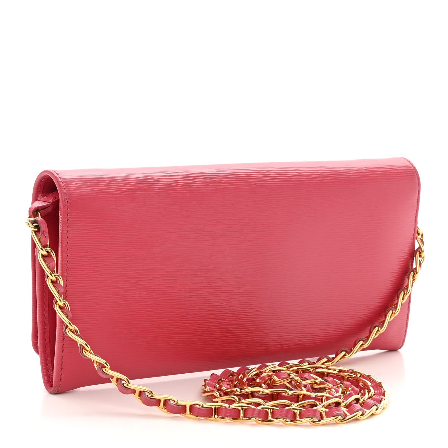 Prada Vitello Move Metal Oro Chain Wallet Peonia 3 of 10