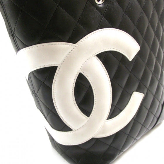 Chanel Calfskin Quilted Medium Cambon Tote Black White 12 of 12