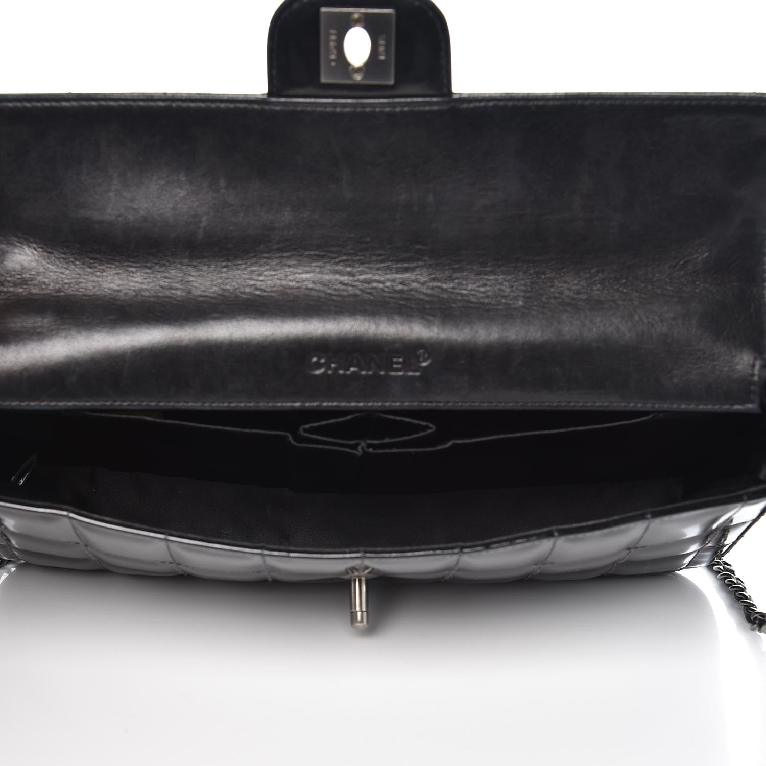 Chanel Patent Quilted East West Chocolate Bar Flap Black 5 of 8