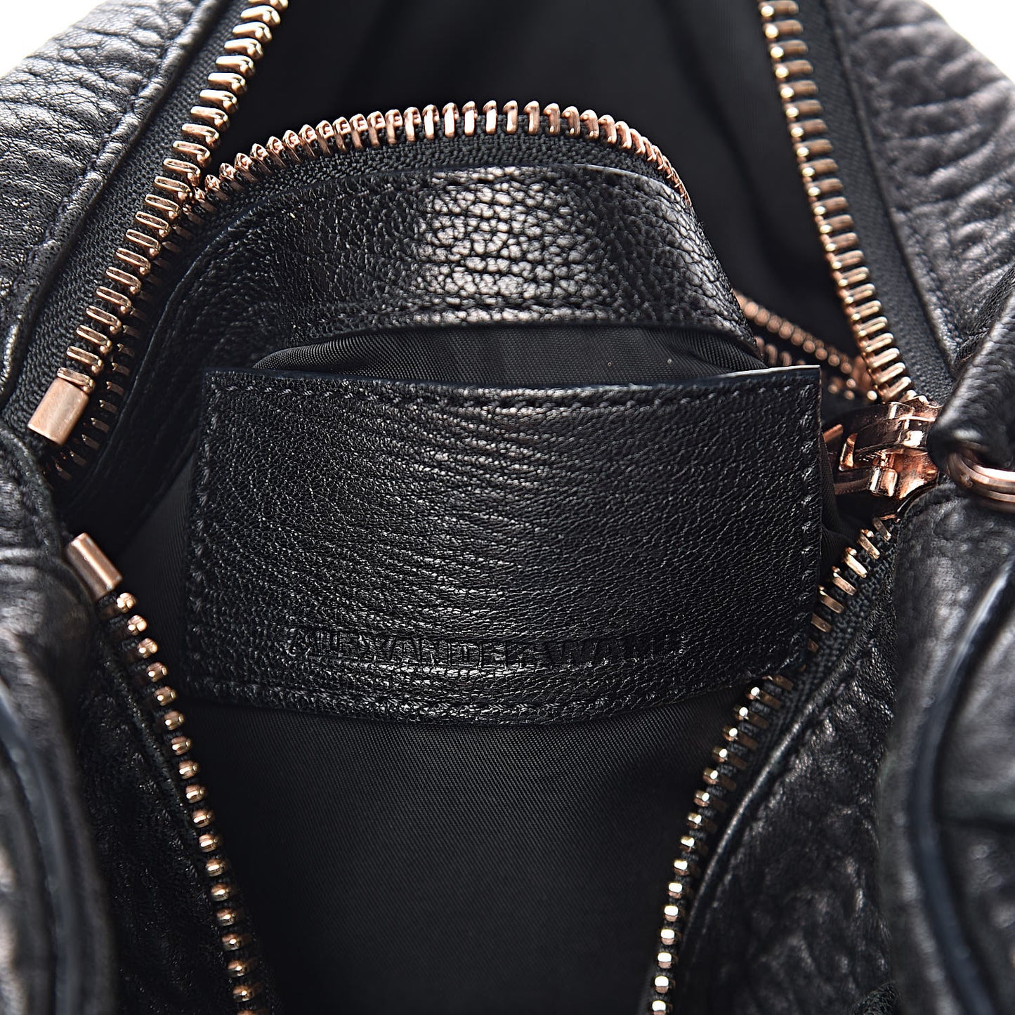 Pebbled Lambskin Rocco Black Rose Gold Hardware