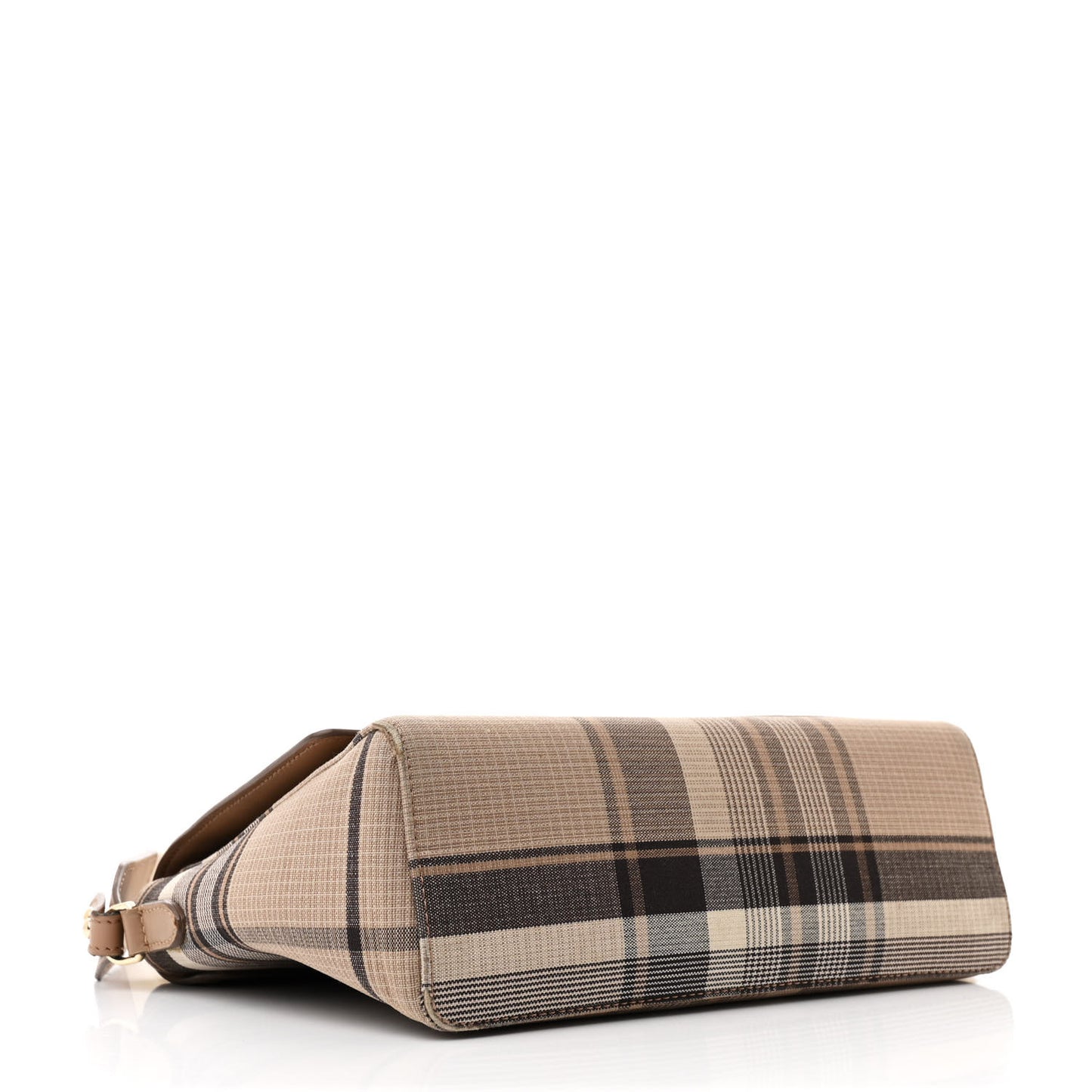 Calfskin Tartan Note Crossbody Bag Light Fawn