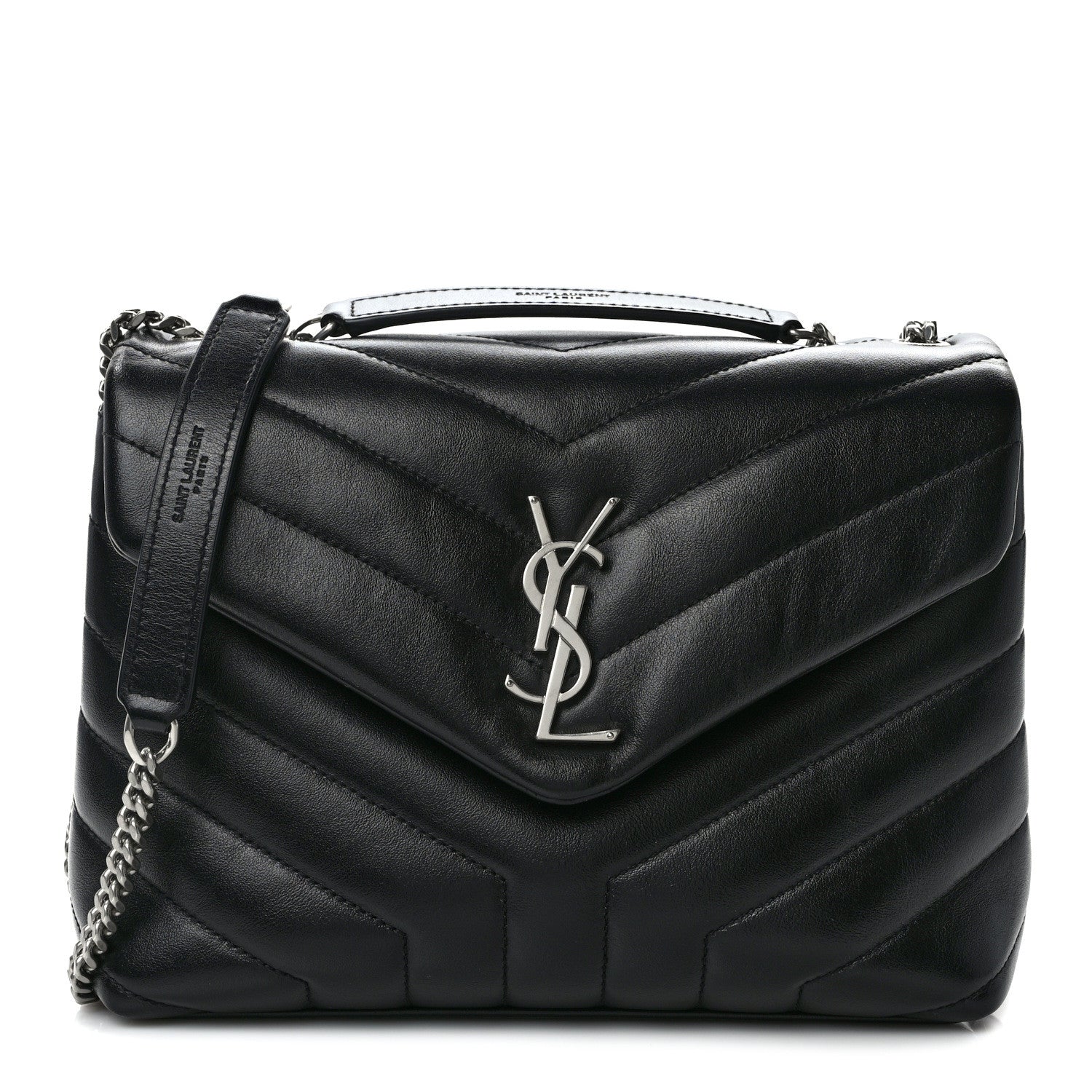 Saint Laurent Calfskin Y Quilted Monogram Small Loulou Chain Satchel Black 1 of 11