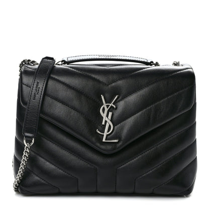 Saint Laurent Calfskin Y Quilted Monogram Small Loulou Chain Satchel Black 1 of 11