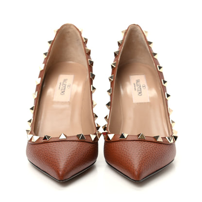 Valentino Garavani Pebbled Calfskin Rockstud 85mm Pumps 36 Cuoio 2 of 10