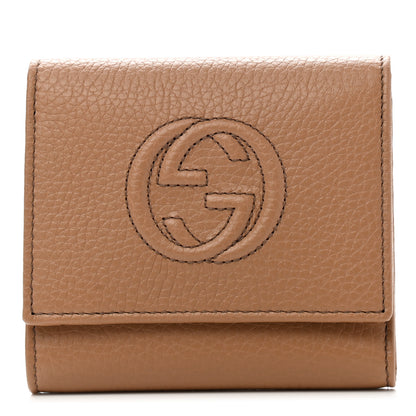 Gucci Pebbled Calfskin Soho Compact Flap Wallet Camelia 1 of 9