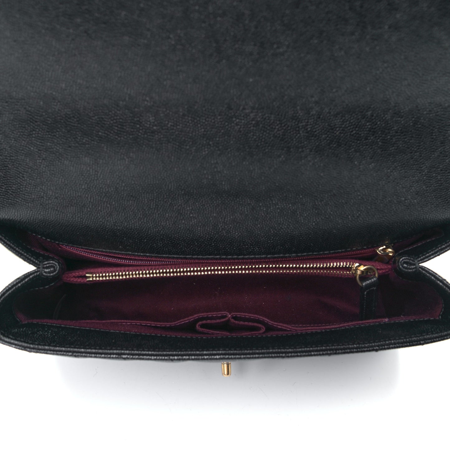 Caviar Chevron Quilted Small Coco Handle Flap Black