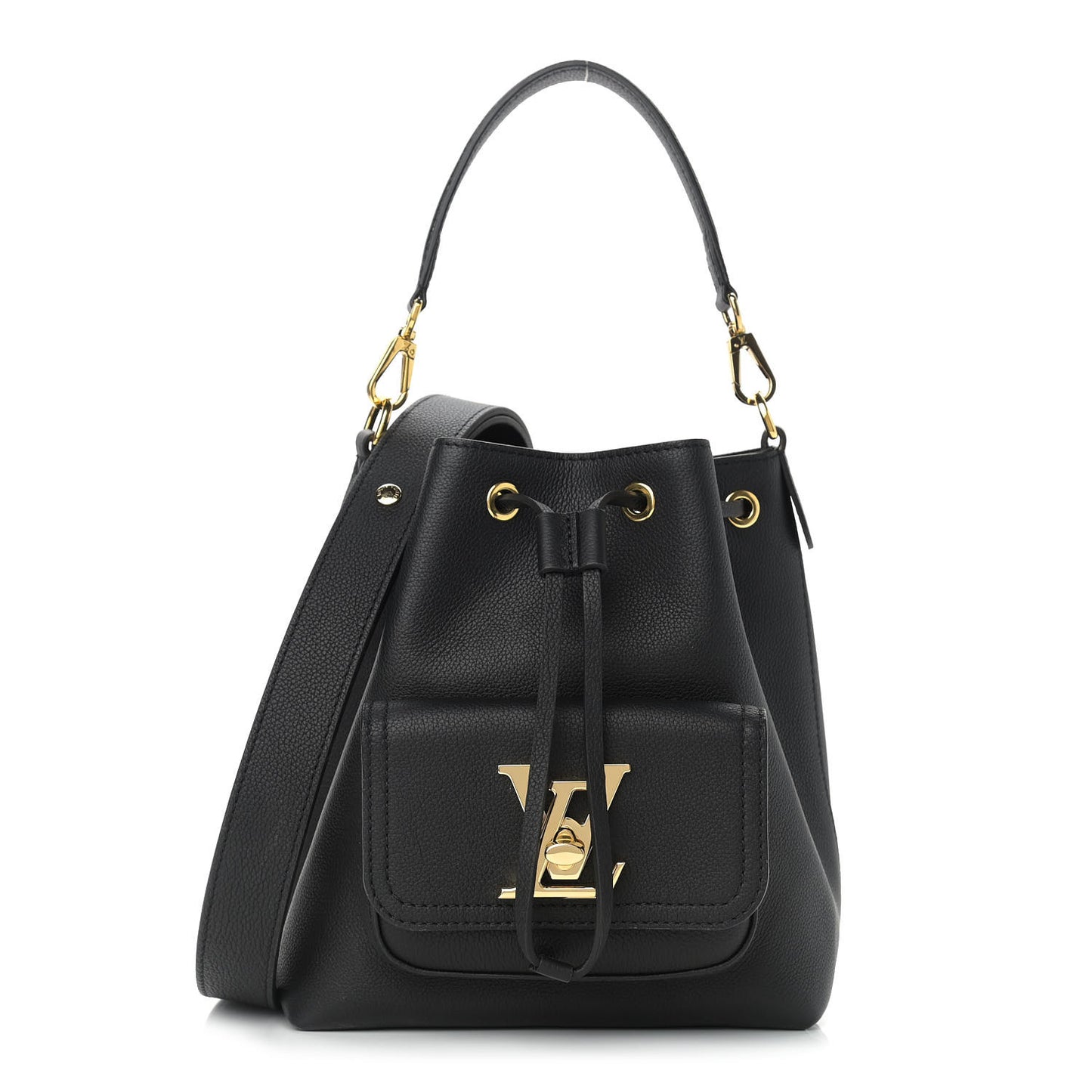 Calfskin Lockme Bucket MM Black