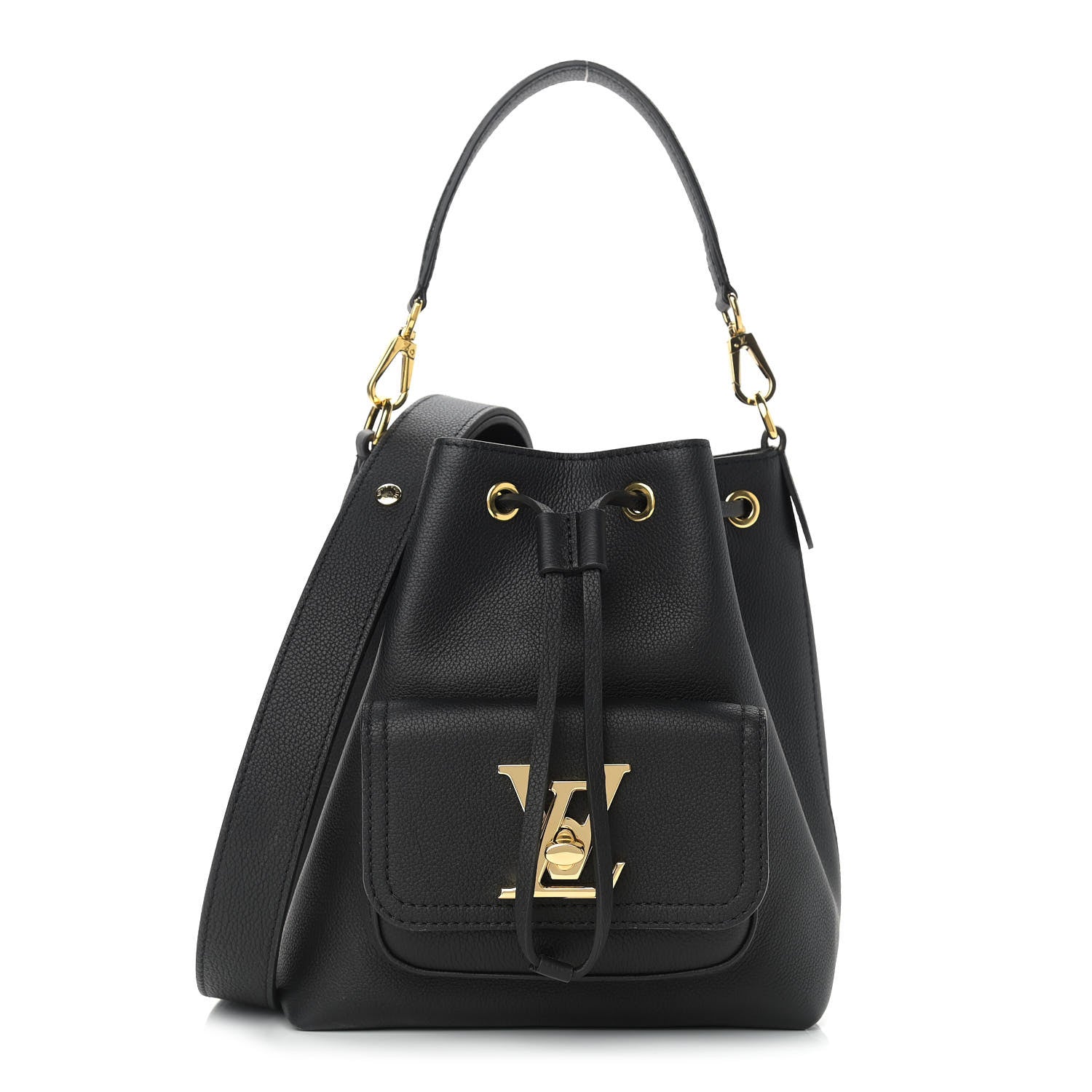 Louis Vuitton Calfskin Lockme Bucket MM Black 1 of 10