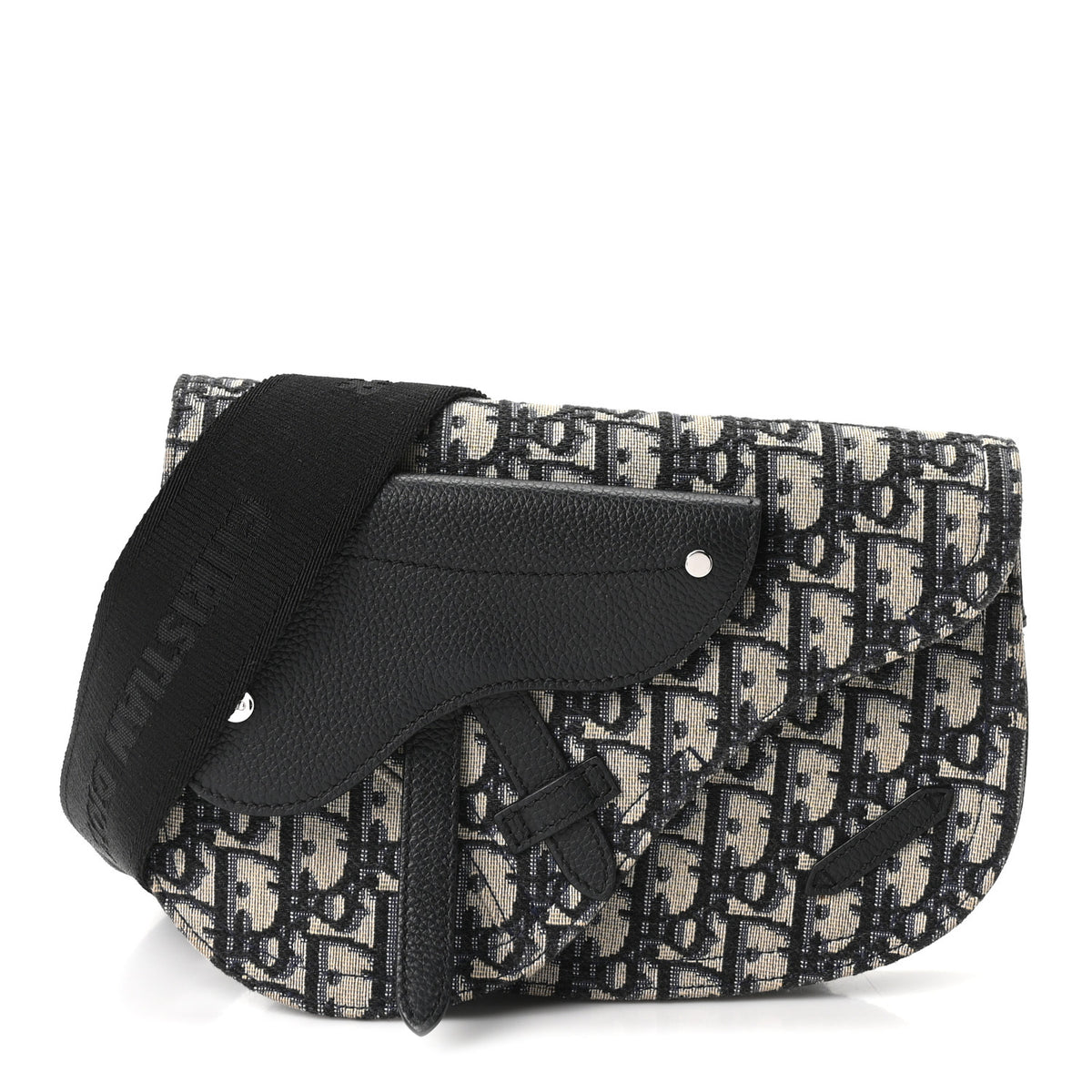Christian Dior Oblique Saddle Messenger Pouch Beige Black 1 of 10