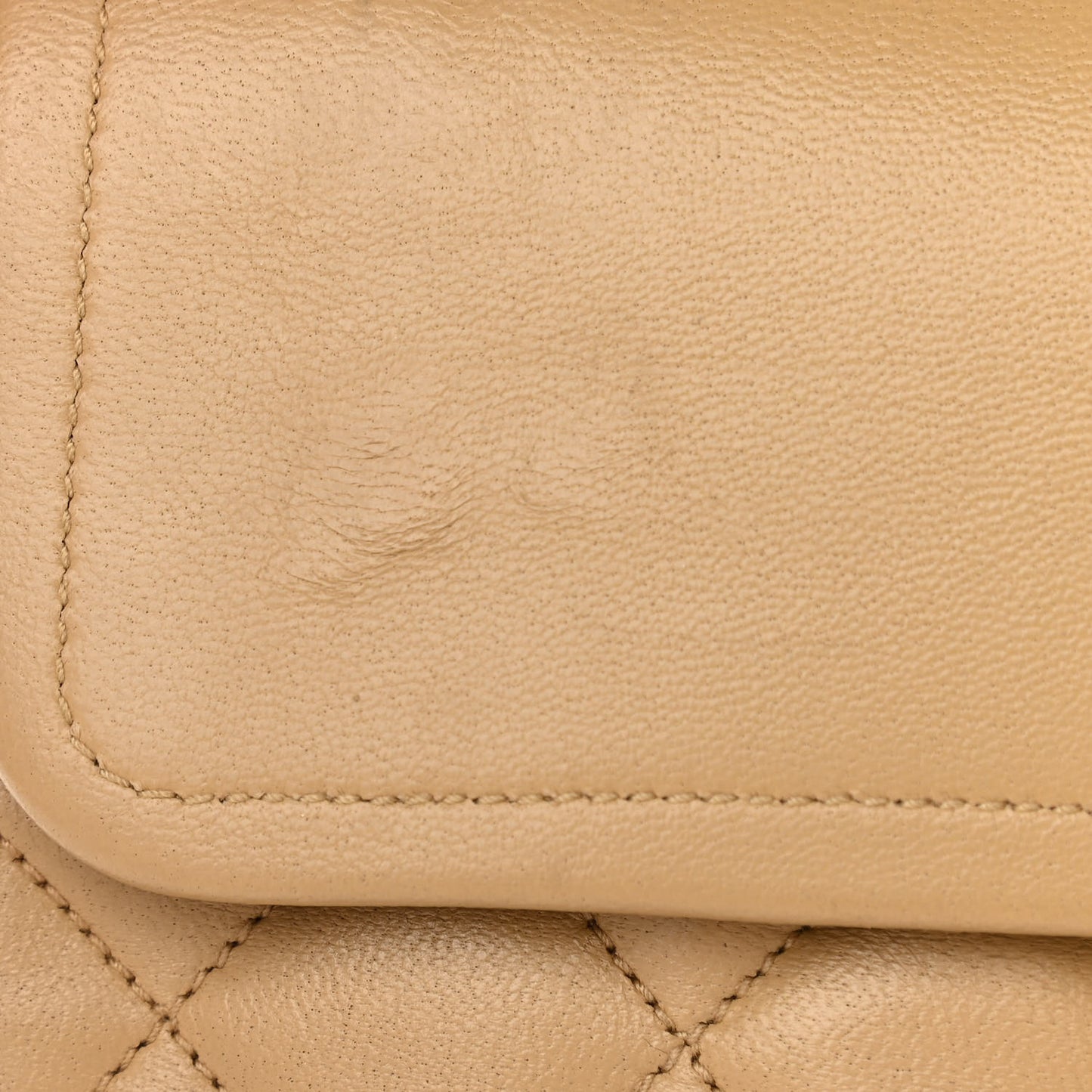 Lambskin Quilted Small Double Flap Beige