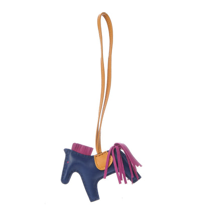 Hermes Milo Lambskin Grigri Rodeo Horse Bag Charm PM Bleu Saphir Rose Pourpre Bouton D'Or 1 of 5