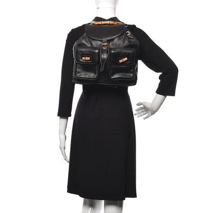 Gucci Calfskin Bamboo Backpack Black 2 of 16