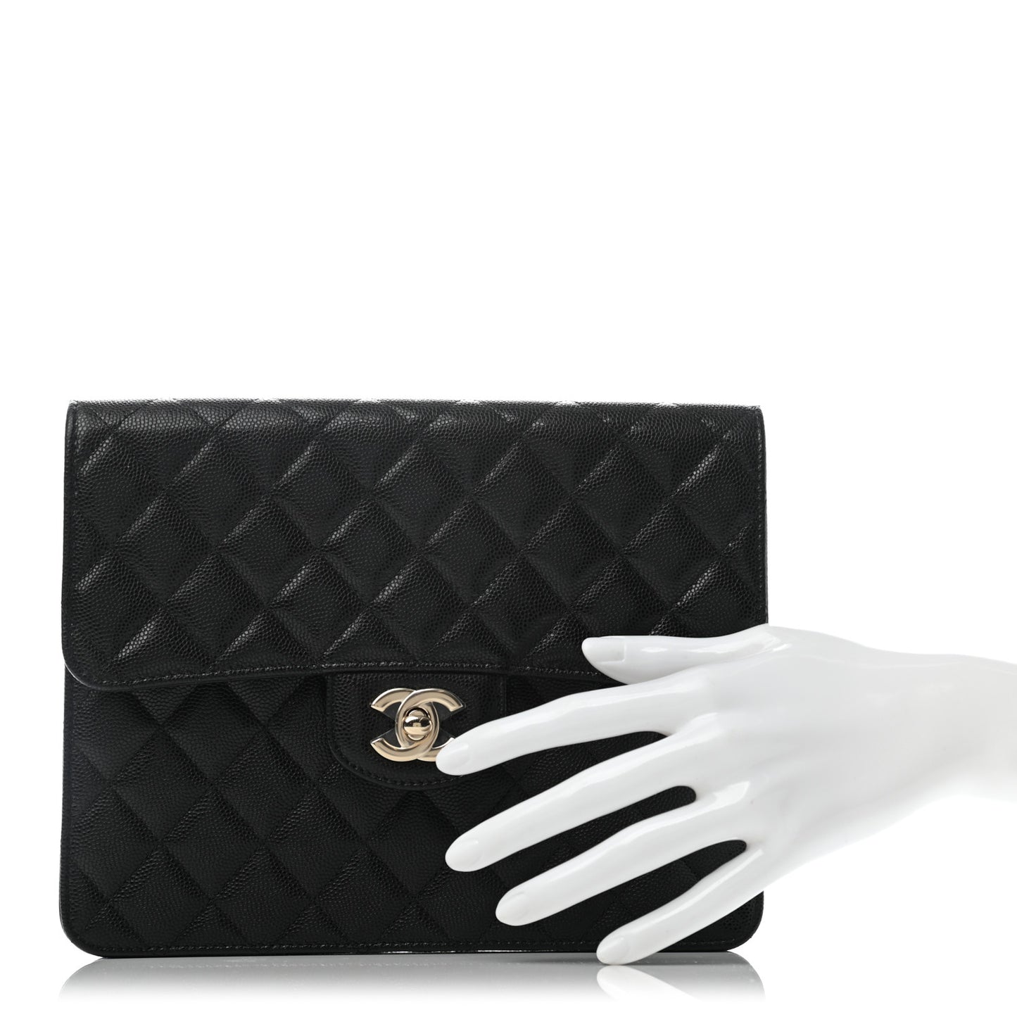 Caviar Quilted Square Flap Clutch Black