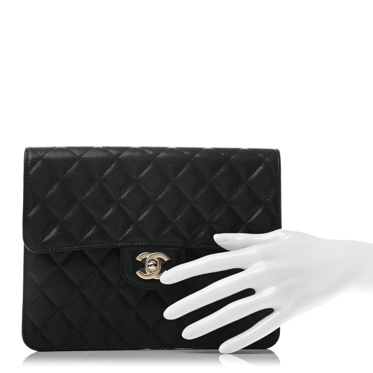 Chanel Caviar Quilted Square Flap Clutch Black 2 of 9