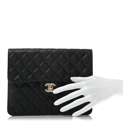Chanel Caviar Quilted Square Flap Clutch Black 2 of 9