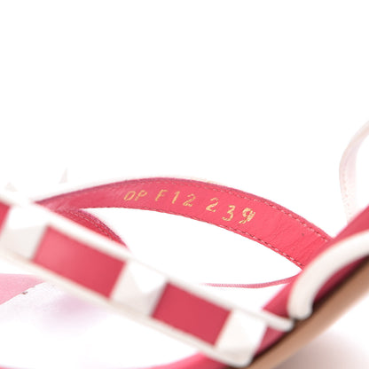 Valentino Garavani Calfskin Free Rockstud Crisscross Slingback 85mm Sandals 39 Shadow Pink Optic White 8 of 17
